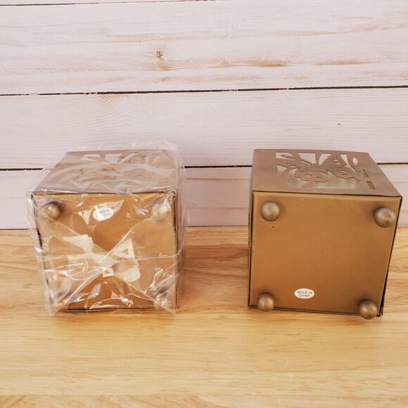 Butterfly Gold Metal Candle Holders White Unscented Candles VTG 1990s Set Of 2 - Picture 2 of 11